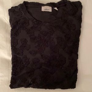 Aritzia black short sleeve see-through with detail